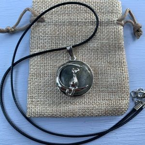 Labradorite Cat Necklace Cat On Moon Necklace Kitty Cat Necklace Cat Lover Gift
